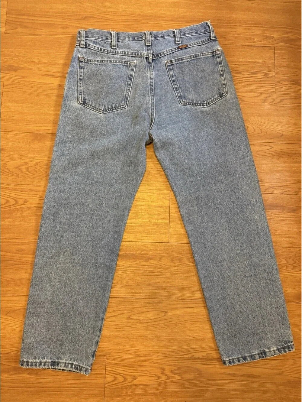 Vintage Rustler Jeans 34x29 Men’s Unisex Straight Leg Blue Denim Distressed